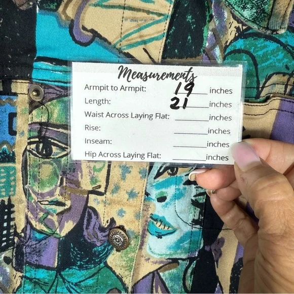 Mirror Image Vintage Denim Jacket W/Colorful Abstract Art.  Size Medium.  EUC. - Picture 9 of 11